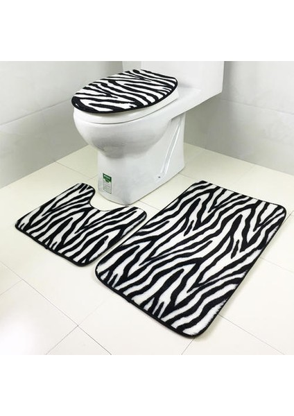 3 Adet / Takım Flanel Zebra Desensiz Kaymaz Banyo Mat Setleri Banyo Halı Kontur Paspaslar Tuvalet Kapağı Kapak Ev Banyo Dekor | Mat Mat | Mat Rugdecorative Banyo Halı (45 * 75 Cm) (Yurt Dışından) modelleri