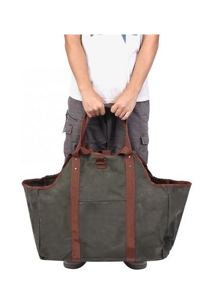 Ev Dayanıklı Saklama Çantası Mumlu Ahşap Çanta Seyahat Taşınabilir Büyük Kalınlaşmak Yakacak Odun Günlüğü Taşıyıcı Tote Çanta Organizatör | Saklama Torbaları (Yurt Dışından) fiyatları