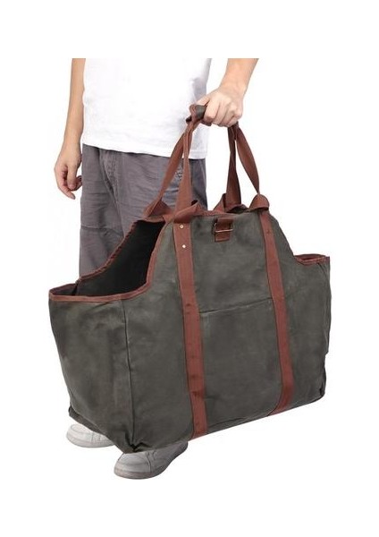 Ev Dayanıklı Saklama Çantası Mumlu Ahşap Çanta Seyahat Taşınabilir Büyük Kalınlaşmak Yakacak Odun Günlüğü Taşıyıcı Tote Çanta Organizatör | Saklama Torbaları (Yurt Dışından) modelleri