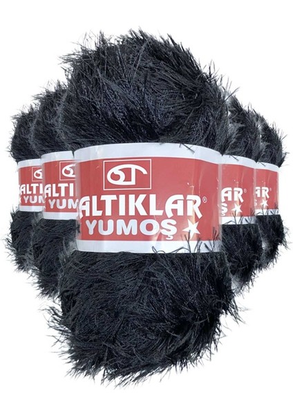 5 Adet Yumoş Sakallı El Örgü Ipi Yünü SİYAH