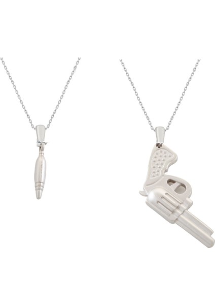 Tabancı Kurşun 2'li Metal Kolye