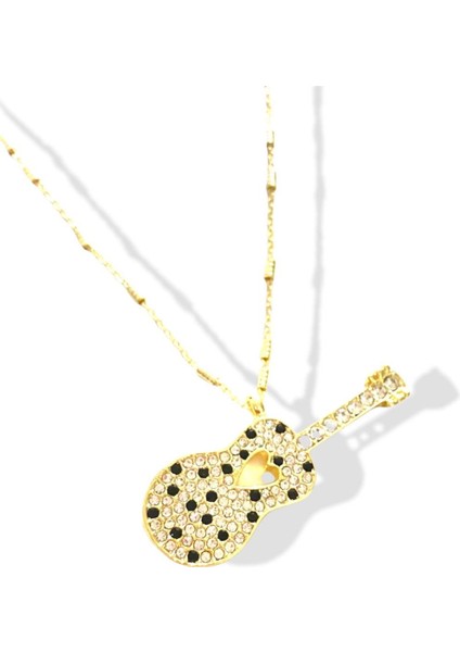 Gitar Kolye Zirkon Taşlı Kalp