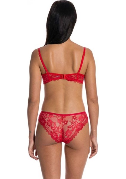 Dolgusuz Full Dantelli Sütyen Takımı Kırmızı fiyatları
