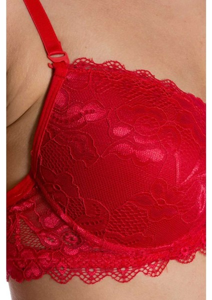 Dolgusuz Full Dantelli Sütyen Takımı Kırmızı fırsatları