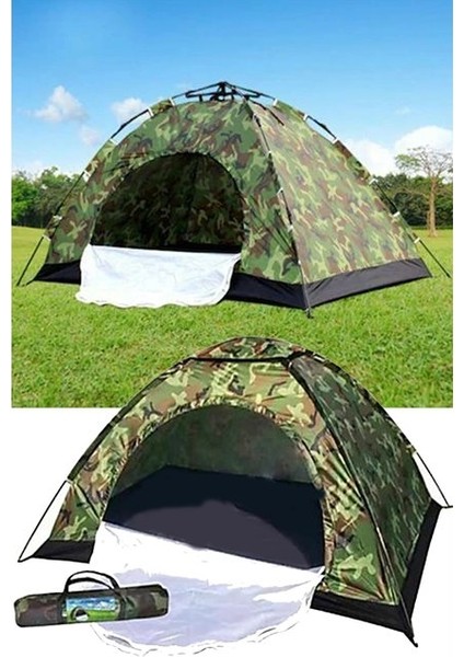 4 Kişilik Kamuflaj Desenli Kolay Kurulumlu Kamp Çadırı fiyatları