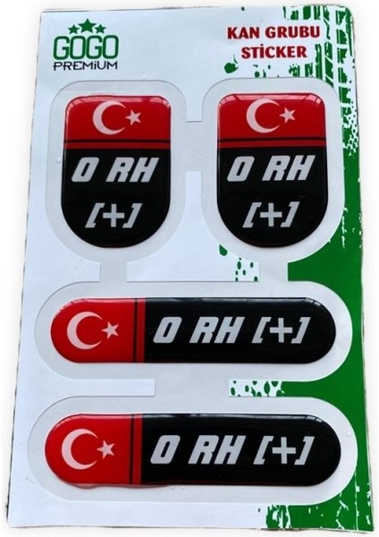 Kan 0 Rh + Damla Sticker (4 Adet) 1 Paket