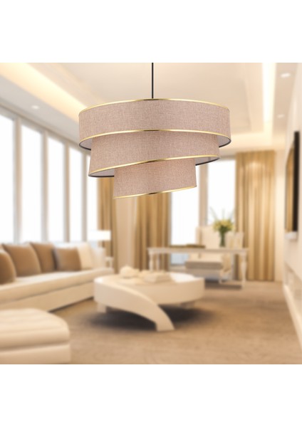 Paoni 3 Katlı Eskitme Gold Detaylı Modern Koridor,yatak Odası Salon Avize