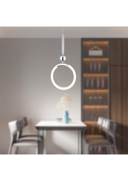 Struer Tekli Krom Ledli Modern Koridor, Yatak Odası Salon Sarkıt LED Avize