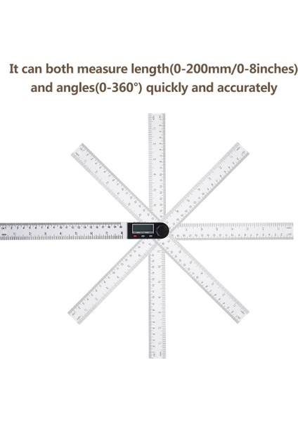 0-200MM Çok Fonksiyonlu Dijital LCD Ekran Açı Cetveli (Yurt Dışından)