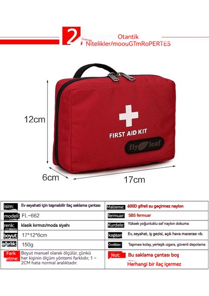 Flyleaf Açık Hava Ilk Yardım Çantası Araba Aile Açık Yüzme Taşınabilir Acil Durum Kiti Tıbbi Kit (Yurt Dışından) fiyatları