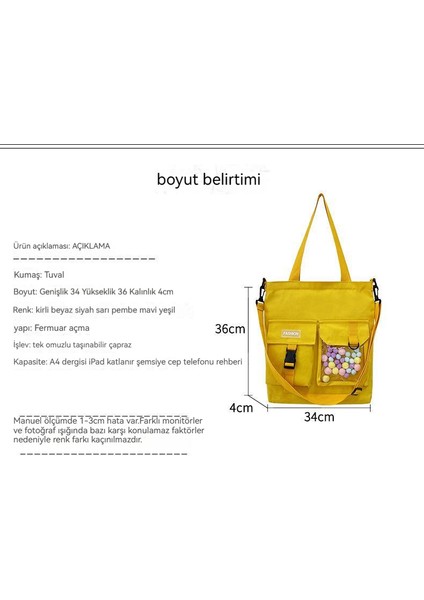 Yuancheng Basit ve Şık Taşınabilir Omuz Çantası Derslere Katılan Öğrenciler Için Büyük Kapasiteli Messenger Çanta (Yurt Dışından)