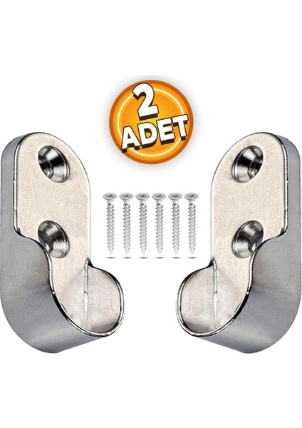 Askı Flanşı Oval Dolap Elbise Askı Aparatı Krom 30 mm (2 Adet)