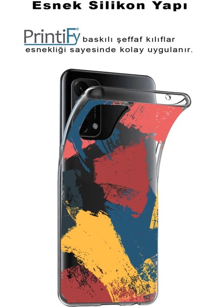 Apple iPhone 12 Uyumlu Kapak Brushstroke Tasarımlı Şeffaf Silikon Kılıf