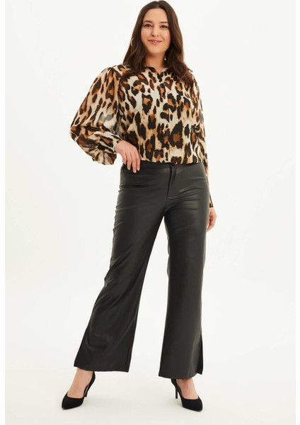 Suni Deri Yanı Yırtmaçlı Pantolon fiyatları