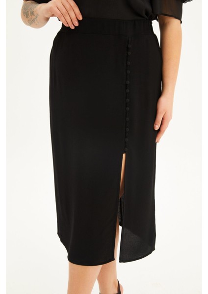Beli Lastikli Düğmeli Midi Etek fırsatları