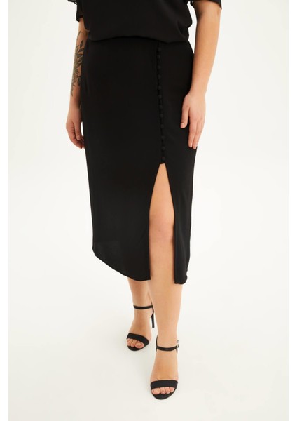 Beli Lastikli Düğmeli Midi Etek indirimleri