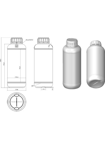 100 Adet - 1000ml Beyaz Polietilen Tarım Şişesi Kilitli Kapaklı fiyatları
