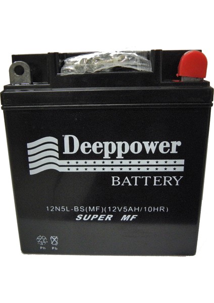 Deeppower Motosiklet Akü 12N5L-BS (12V 5AH/10HR)