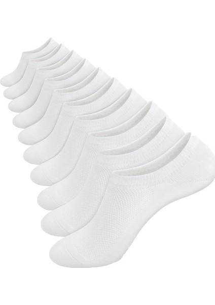 UNISEX 10 Çift Spor Ayakkabılara Uygun Görünmez Çorap Beyaz Renk
