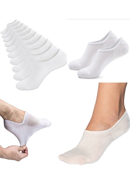 UNISEX 10 Çift Spor Ayakkabılara Uygun Görünmez Çorap Beyaz Renk fırsatları