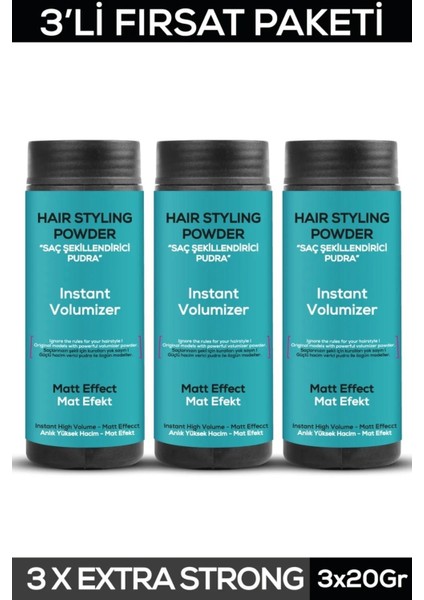 Saç Şekillendirici Pudra Toz Wax Mat Effect Mavı 20gr X3 + Geniş Aralıklı Wax Tarağı 4'Lü Set fiyatları