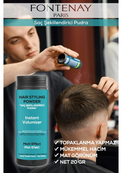 Saç Şekillendirici Pudra Toz Wax Mat Effect Mavı 20gr X3 + Geniş Aralıklı Wax Tarağı 4'Lü Set modelleri