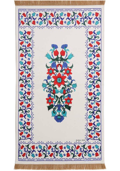 Beyaz Bambu Halı Seccade