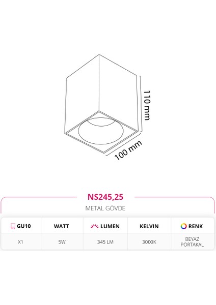 Sıva Üstü LED Spot Beyaz Portakal NS245