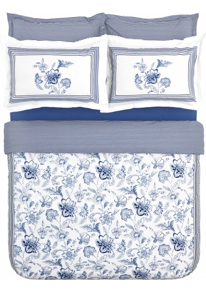 Estrela %100 Pamuk Çift Kişilik Nevresim Takımı Mavi