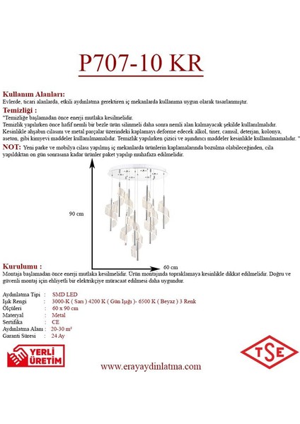 P7077-10 10LU Krom Sarkıt LED Avize