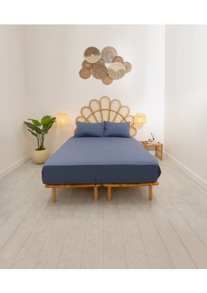 Simena Lastikli Çarşaf Seti Pamuk Navy 9536A