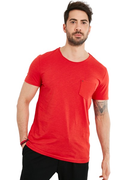 % 100 Pamuklu Bisiklet Yaka Cepli T Shirt Erkek T Shirt 5902000