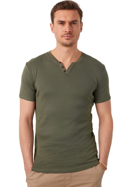 % 100 Pamuklu V Yaka Slim Fit T Shirt Erkek T SHİRT 5902122