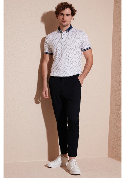 Pamuk Karışımlı Desenli Slim Fit Polo T Shirt Erkek Polo T Shirt 646B3280 fiyatları