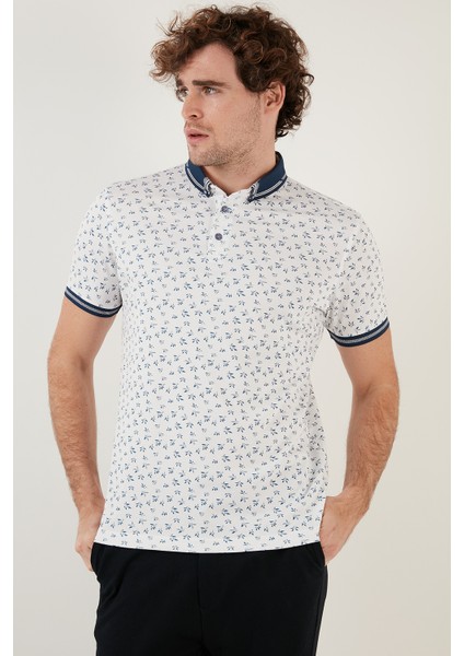 Pamuk Karışımlı Desenli Slim Fit Polo T Shirt Erkek Polo T Shirt 646B3280 modelleri