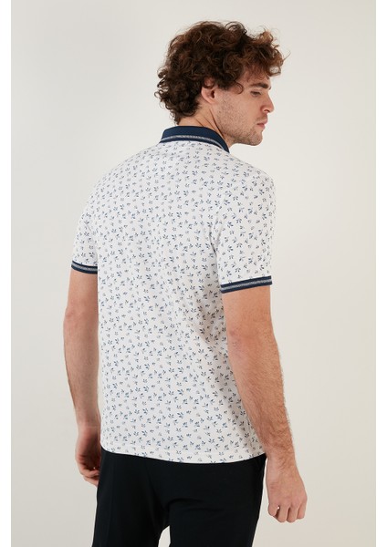 Pamuk Karışımlı Desenli Slim Fit Polo T Shirt Erkek Polo T Shirt 646B3280