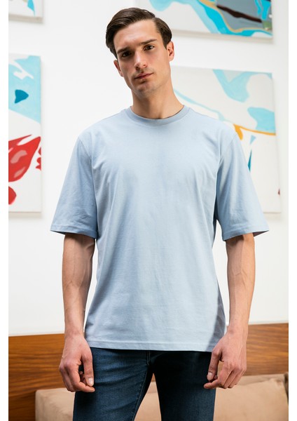 Pamuklu Oversize Bisiklet Yaka Basic T Shirt Erkek T Shirt 5902365
