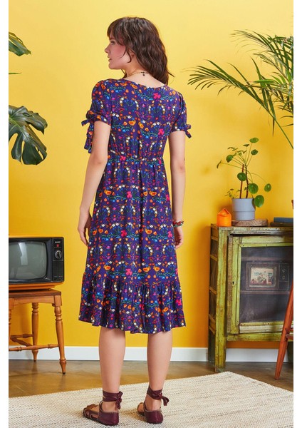 Ön Yırtmaçlı Çiçek Desenli Bohem Elbise indirimleri