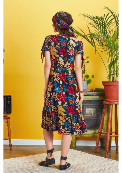 Ön Yırtmaçlı Çiçek Desenli Bohem Elbise indirimleri