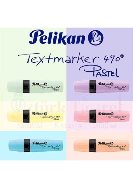 490 Fosforlu Kalem 6'lı Pastel Renkler
