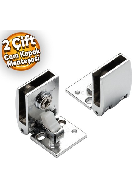 Cam Kapak Menteşesi Etajer Cam Tutucu Cam Etejeri Metal Vidalı Krom (4 Adet)