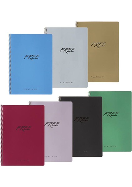 Free Platinum A5 80 Yaprak Kareli Plastik Kapak Spiralli Defter