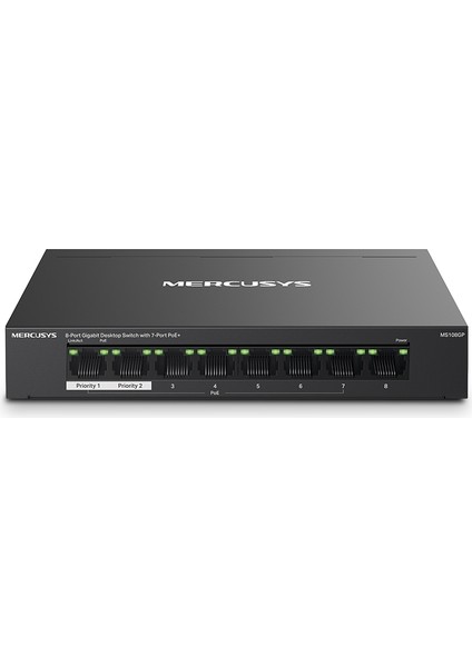 MS108GP, 8-Port Gigabit Desktop Switch With 7-Port Poe+