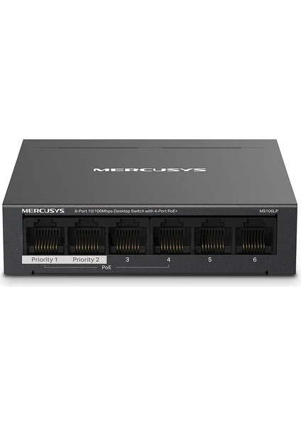 MS106LP, 6-Port 10/100MBPS Desktop Switch With 4-Port Poe+