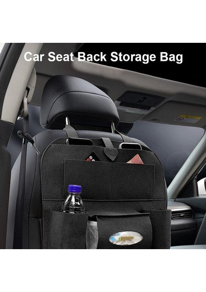 Araç İçi 7 Cepli Seyehat Eşya Organizer Siyah Yün Keçe Koltuk Arkası Düzenleyici Gözler Oto Yolcu Malzeme Organizer modelleri