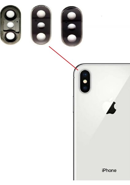 Iphone x Full Arka Kamera Camı Lens Yapışkanlı Beyaz