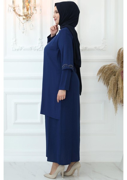 Kristal Taşlı Abiye Indigo