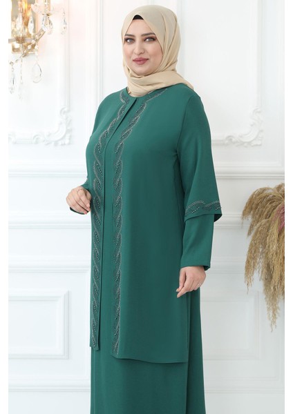 Kristal Taşlı Abiye Zümrüt fiyatları