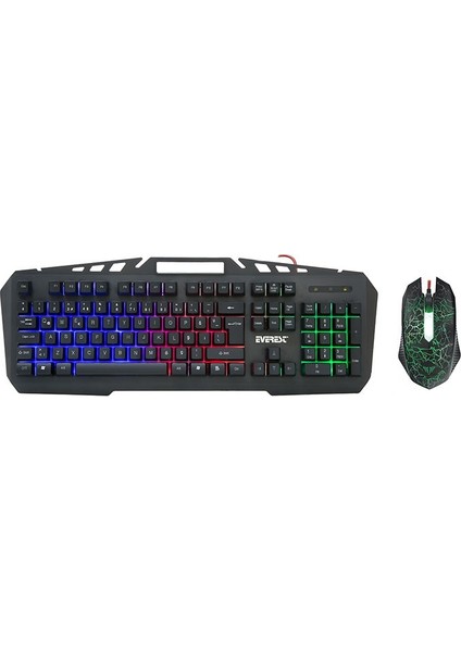 Kmx-99 Siyah USB Gökkuşağı Zemin Aydın Q Oyuncu Klavye + Mouse Set