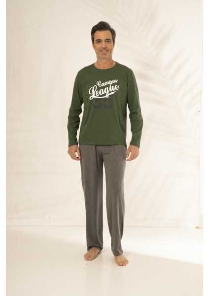 Erkek Uzun Kollu Baskılı Yazlık Penye Pijama Takımı